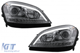 image-50-LED csíkos fényszórók Mercedes M-osztály W164 ML (2005-2007) króm, dinamikus szekvenciális irányjelzővel