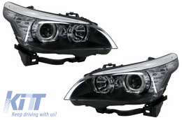 LED Dayline Angel Eyes Headlights suitable for BMW 5 Series E60 E61 (2003-2007) LCI Look - HLBME60