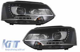 LED Dayline Headlights suitable for VW Transporter T5 (2010-2015) Xenon Look - HLVWT5