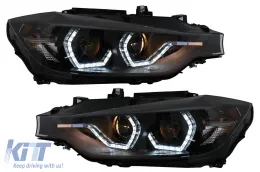 image-8-LED DRL Angel Eyes Headlights suitable for BMW 3 Series F30 F31 LCI Sedan Touring (2015-2019) Black