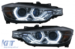 LED DRL Angel Eyes Headlights suitable for BMW 3 Series F30 F31 LCI Sedan Touring (2015-2019) Chrome-image-6100804