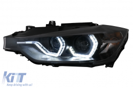 LED DRL Angel Eyes Scheinwerfer für BMW 3 F30 F31 LCI Limousine Touring 15-19 Schwarz-image-6100378