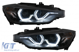 LED DRL Angel Eyes Scheinwerfer für BMW 3 F30 F31 LCI Limousine Touring 15-19 Schwarz-image-6100379