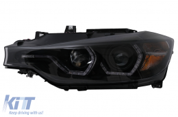 LED DRL Angel Eyes Scheinwerfer für BMW 3 F30 F31 LCI Limousine Touring 15-19 Schwarz-image-6100380