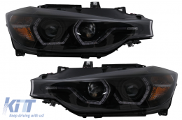 LED DRL Angel Eyes Scheinwerfer für BMW 3 F30 F31 LCI Limousine Touring 15-19 Schwarz-image-6100381
