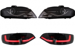 image-4-Фарове LED DRL подходящи за AUDI A4 B8 8K Avant (2008-2011) с LED Задни светлини Черно/Опушено