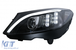 LED DRL Első Lámpa Mercedes C-osztály W205 S205 A205 C205 (2014-2018) fekete dinamikus irányjelző-image-6105769