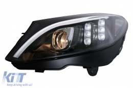 LED DRL Első Lámpa Mercedes C-osztály W205 S205 A205 C205 (2014-2018) fekete dinamikus irányjelző-image-6105771