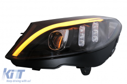 LED DRL Első Lámpa Mercedes C-osztály W205 S205 A205 C205 (2014-2018) fekete dinamikus irányjelző-image-6105774
