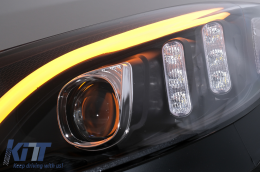 LED DRL Első Lámpa Mercedes C-osztály W205 S205 A205 C205 (2014-2018) fekete dinamikus irányjelző-image-6105777