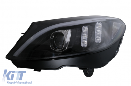 LED DRL Első Lámpa Mercedes C-osztály W205 S205 A205 C205 (2014-2018) fekete dinamikus irányjelző-image-6105778