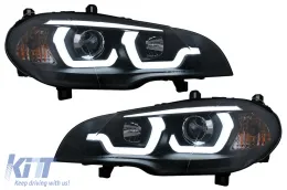 image-27-LED DRL Fari Angel Eyes per BMW X5 E70 2007-2013 Neri Luci Diurne Headlights