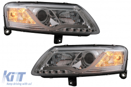 LED DRL Faros para Audi A6 C6 4F 2004-2007 Luz circulación diurna Cromo-image-6089622