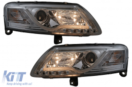 LED DRL Faros para Audi A6 C6 4F 2004-2007 Luz circulación diurna Cromo-image-6089626