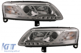 LED DRL Faros para Audi A6 C6 4F 2004-2007 Luz circulación diurna Cromo-image-6089629
