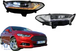 LED DRL fényszóró Xenon Look Ford Mondeo MK5 (2013-2016) dinamikus irányjelzős króm-image-6107611