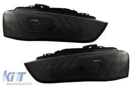 LED DRL fényszórók Audi A4 B8.5 Facelift (2012-2015) dinamikus szekvenciális irányjelzővel, fekete-image-6109327