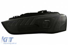 LED DRL fényszórók Audi A4 B8.5 Facelift (2012-2015) dinamikus szekvenciális irányjelzővel, fekete-image-6109328