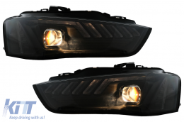 LED DRL fényszórók Audi A4 B8.5 Facelift (2012-2015) dinamikus szekvenciális irányjelzővel, fekete-image-6109332