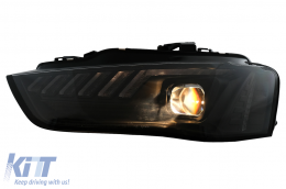 LED DRL fényszórók Audi A4 B8.5 Facelift (2012-2015) dinamikus szekvenciális irányjelzővel, fekete-image-6109333