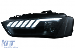 LED DRL fényszórók Audi A4 B8.5 Facelift (2012-2015) dinamikus szekvenciális irányjelzővel, fekete-image-6109336