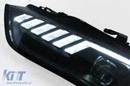 LED DRL fényszórók Audi A4 B8.5 Facelift (2012-2015) dinamikus szekvenciális irányjelzővel, fekete-image-6109337
