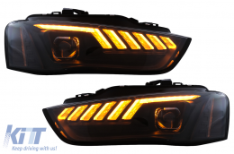 LED DRL fényszórók Audi A4 B8.5 Facelift (2012-2015) dinamikus szekvenciális irányjelzővel, fekete-image-6109338