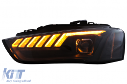LED DRL fényszórók Audi A4 B8.5 Facelift (2012-2015) dinamikus szekvenciális irányjelzővel, fekete-image-6109339