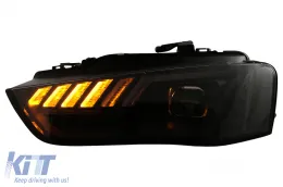 LED DRL fényszórók Audi A4 B8.5 Facelift (2012-2015) dinamikus szekvenciális irányjelzővel, fekete-image-6109340
