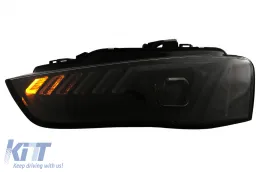 LED DRL fényszórók Audi A4 B8.5 Facelift (2012-2015) dinamikus szekvenciális irányjelzővel, fekete-image-6109341