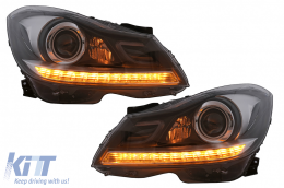 LED DRL fényszórók Mercedes C-osztály W204 S204 (2011-2014) dinamikus irányjelző-image-6100226