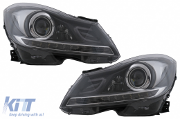 LED DRL fényszórók Mercedes C-osztály W204 S204 (2011-2014) dinamikus irányjelző-image-6100230
