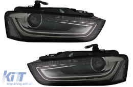 LED DRL Headlights for Audi A4 B8.5 Facelift (2012-2015) Black - HLAUA4B8FHID