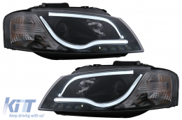 LED DRL Headlights suitable for Audi A3 8P (05.2003-03.2008) Black - HLAUA38PNFLBLED
