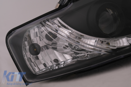LED DRL Headlights suitable for Audi A4 Cabriolet B6 8H7 8HE (2002-2006) Black-image-6099106