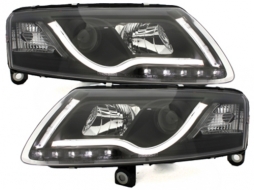 LED DRL Headlights suitable for Audi A6 C6 4F (2004-2008) Daytime Running Light Black for Xenon