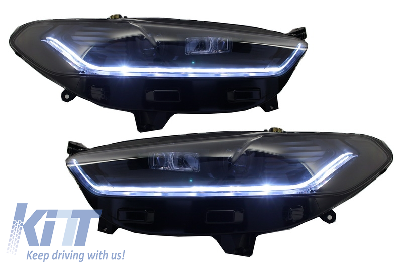 LED DRL Headlights suitable for Ford Mondeo MK5 (2013-2016) Flowing Dynamic Sequential Lights Black - CarPartsTuning.com