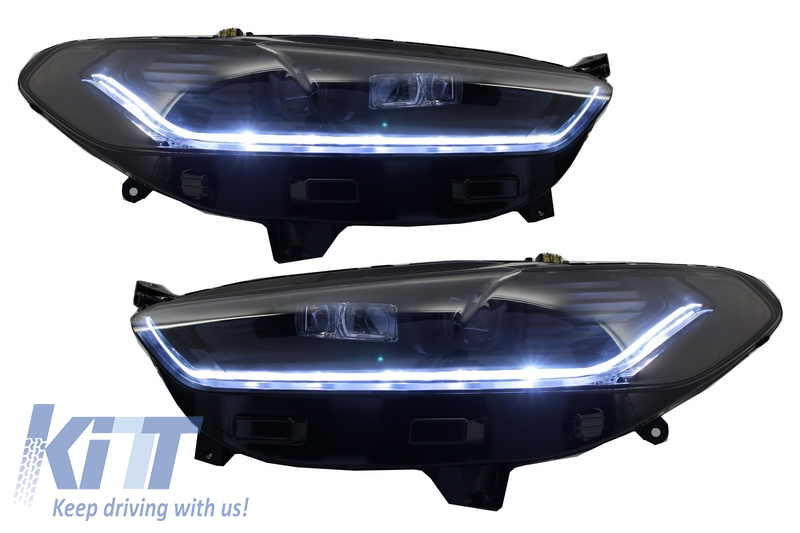 LED DRL Headlights suitable for Ford MK5 (2013-2016) Flowing Dynamic Sequential Turning Lights Black - CarPartsTuning.com