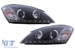 image-48-LED DRL Headlights suitable for KIA Ceed (09.2006-08.2009) Daylight Black