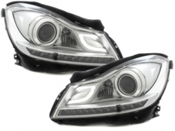 image-25-LED DRL Headlights suitable for Mercedes C-Class W204 S204 C204 Facelift (2011-2014) Chrome