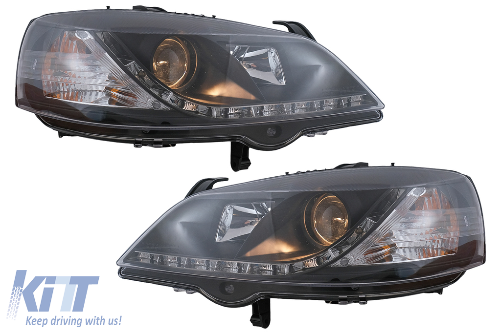 LED DRL Headlights suitable for Opel Astra G (09.1997-02.2004) Black -  CarPartsTuning.com