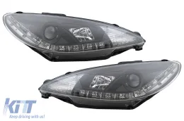 image-34-LED DRL Headlights suitable for Peugeot 206 (1998-2002) Black