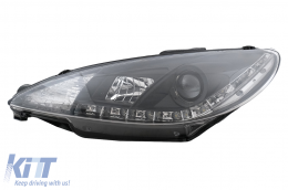 LED DRL Headlights suitable for Peugeot 206 (1998-2002) Black-image-6106055