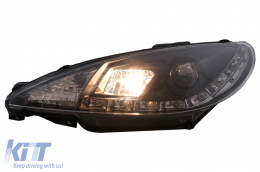 LED DRL Headlights suitable for Peugeot 206 (1998-2002) Black-image-6106061
