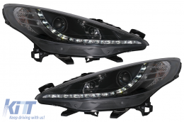 LED DRL Headlights suitable for Peugeot 207 (05.2006-06.2012) Black - HLPE207BLED
