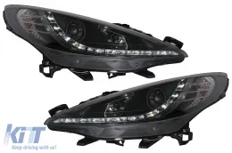 image-56-LED DRL Headlights suitable for Peugeot 207 (05.2006-06.2012) Black