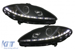 LED DRL Headlights suitable for Seat Leon Altea Toledo (06.2005-2009) Black - HLSTL1PBLED