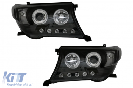 LED DRL Headlights suitable for Toyota Land Cruiser FJ200 (2008-2012) Upgrade to Facelift 2012 Model Black - HLTOLC200B
