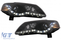 LED DRL Headlights suitable for VW Passat B6 3C (03.2005-2010) Black - HLVWPA3CLEDB
