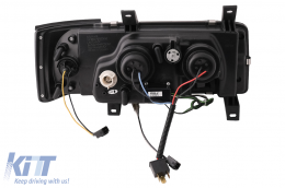 LED DRL Headlights suitable for VW Transporter T4 (1990-2003) Black-image-6089227